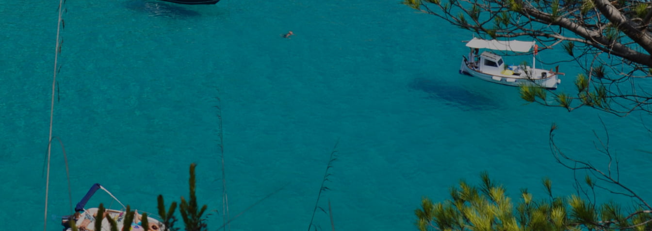 Turquoise water of Cala en Bosc Menorca